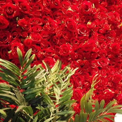 China Luxury Red Artificial Rose Flower Wall Silk Flower Wall Backdrop Panels For Wedding Party Home Decoration for sale