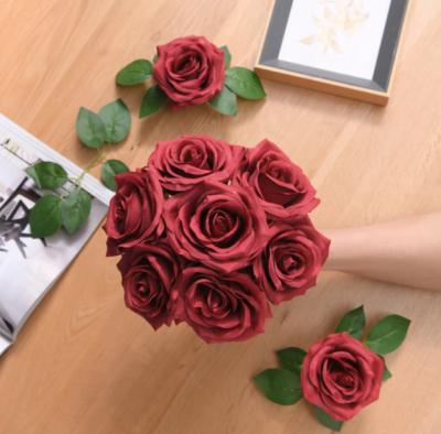 China Beautiful Colorful High Quality Silk Rose Flower Head Artificial Flower Head for Wedding Decor for sale