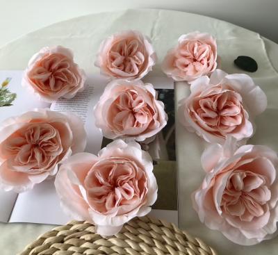 China Beautiful Colorful Blush English Cabbage Roses Head Artificial Flowers Silk Roses For Wedding Decor for sale