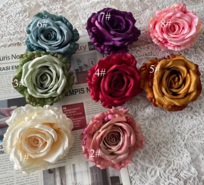 China Beautiful Large Colorful Head Rose Flowers Head Wholesale Silk Artificial Rose Flower for Wedding Party Birthday Deco Display for sale