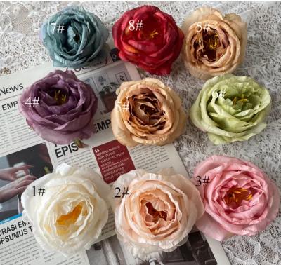 China Wholesale Beautiful Colorful Peony Flowers Head Only Rose Flowers Silk Flowers Artificial To Wedding Home Decor for sale