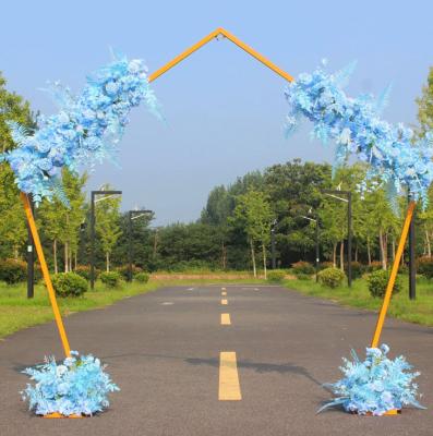 China Moden Backdrop Wedding Props Pentagonal Iron Metal Wedding Arch Backdrop Stand for sale