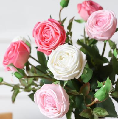 China Beautiful High Quality Artificial Real Touch Colorful Rose Flowers Latex Rose Bouquet For Wedding Decoration for sale