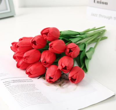 China Beautiful Colorful Artificial Tulips PU Flowers Red Real Touch Tulip Bouquet Pu Tulips Flower Bulk For Wedding Centerpieces for sale