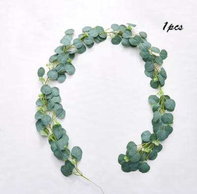 China Artificial Eucalyptus Greenery Garlands Beautiful Eucalyptus Garlands Faux Leaves Colorful Silk Vine Garland For Wedding Backdrop Arch Wall Decor for sale