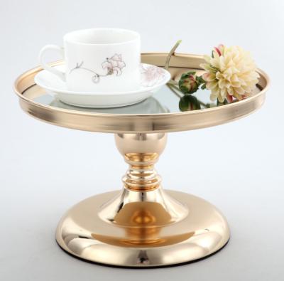 China Wholesale Luxury Golden Metal Cake Stands Cake Dessert Stand Gold Display Around Dissert Dish For Wedding Birthday Party Decoration for sale