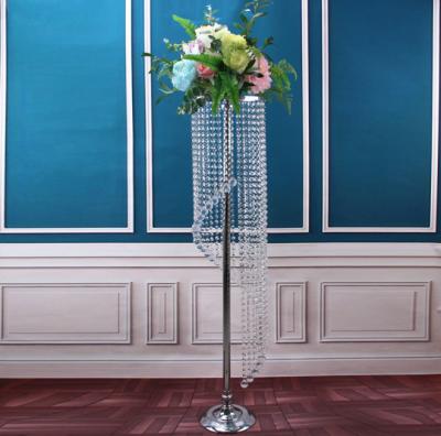 China Wedding Flower Stand Crystal Flower Stand Bead Curtain Wedding Table Centerpiece Props Road Guide To Wedding Table Centerpiece Event Decoration for sale