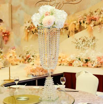 China Wedding Flower Crystal Flower Stand Bead Curtain Wedding Table Centerpiece Props for Wedding Table Centerpiece Event Decoration for sale