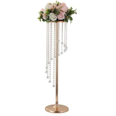 China Wedding Table Centerpiece Wholesale Crystal Flower Stand Tall Wedding Column Floral Stands For Wedding Table Centerpiece Event Decoration for sale