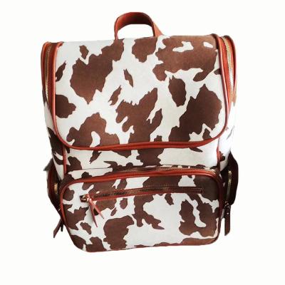 China Newly Popular Anti-theft Fashionable Milky Copy Painted PU Fabric Backpack Women Bags for sale