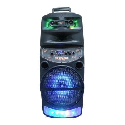 China QS-6802 8Inch Kimiso Wireless Outdoor Speaker Cart Rechargeable BT Speakers with Remote Control and Cable MIC for sale