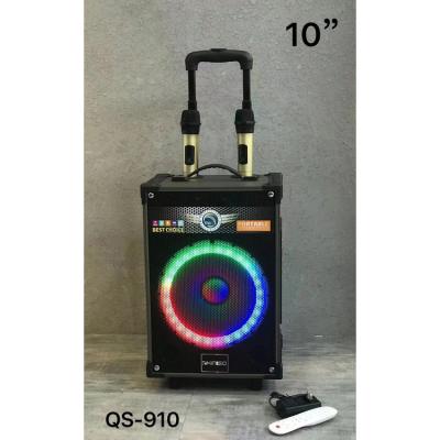 China New Arrival QS-910 Big Box KIMISO 10inch Wireless Plastic Loudspeaker With RGB Ring Lights for sale