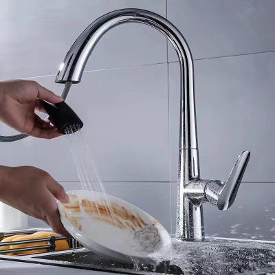 China Pull Out Spray Chrome Plated Pull Out Brass Hardware Single Handle Hot And Cold Water Lavatory Kitchen Sink Can Rotate 360 ​​Degrees for sale