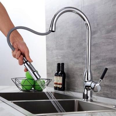 China Pull Out Cold And Rotating Copper Chrome Telescopic Laundry Sink Full Pull-Out Kitchen Dish Basin Type Plating for sale