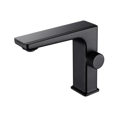 China Metered Faucets Black Basin Faucet With Temperature Display Fashion Brass Material Hot And Cold Basin Faucet for sale