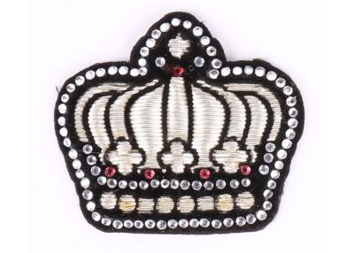 China Silver Crown School Uniform Embroidered Badge Silver Bullion Appliques for sale