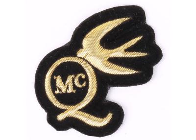 China Gold Q Embroidered Blazer Badges With Bird , Bullion Wire Blazer Badges for sale