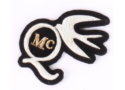 China Gold And Silver Embroidered Blazer Badges For Clothes , Embroidered Emblem for sale