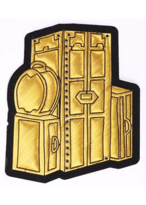 China Gold Box Personalised Embroidered Badges Sew On Patches For Backpacks for sale