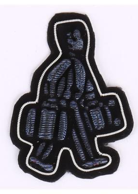 China Navy Blue Embroidered Sew On Patches Washable Custom Cloth Badges for sale