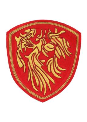 China Gold And Red Machine Embroidered Badges Fabric Embroidered Sew On Patches for sale