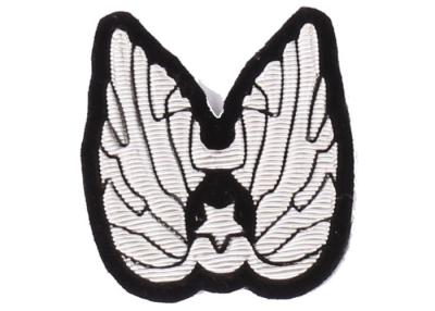 China Silver Engle Wings Embroidered Name Badges For T - Shirt , Embroidered Jacket Patches for sale