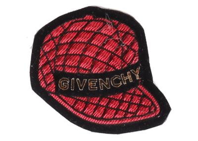 China Red Cap Embroidered Name Badges , Bullion Wire Embroidered Letter Patches for sale