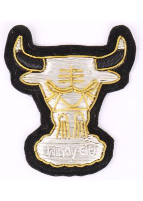 China White Embroidered Blazer Badges Bull Head Embroidered Shoulder Patches for sale