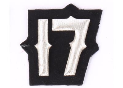 China Black And White Embroidered Letter Patches 3D Embossed Embroidered Emblems for sale