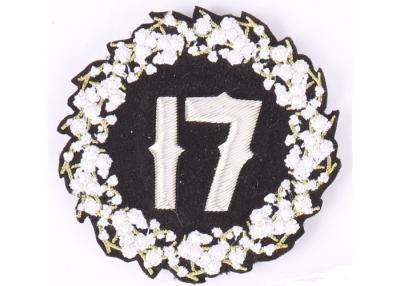 China Number 17 Embroidered Flower Patches , Embroidered School Badges for sale