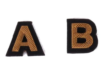 China Gold Sew On Embroidered Letter Patches Custom For Clothes , Bags And Caps for sale