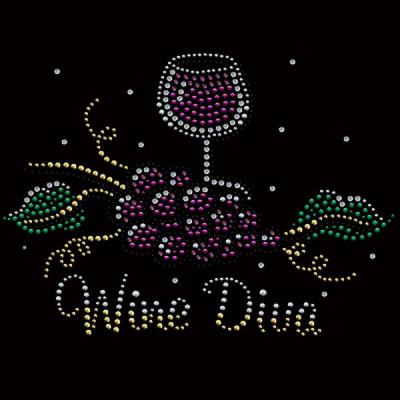 China Wine Dina Hotfix Nailhead Custom Rhinestone Transfers Popular Motif Designs for sale