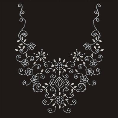 China Silver Neckline Hotfix Nailhead Clear Iron On Rhinestone Transfers For Clothes for sale