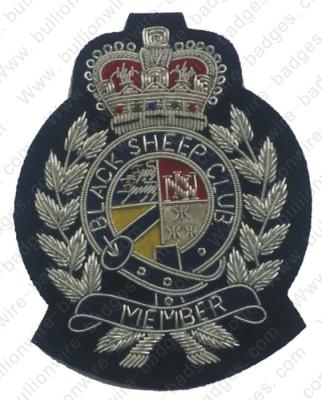 China Silver crown military bullion wire badges for police caps, clothes and creast for sale