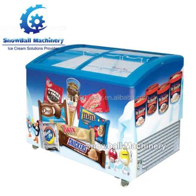 China Single-temperature Refrigerators For Ice Cream And Candy Supermarket Display Showcase Chest Glass Door for sale