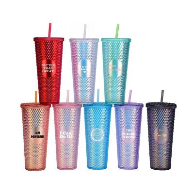 China New Wholesale Reusable Double Wall Reusable Double Wall With Straw BPA Free Drinking Items 710ml Food Grade Tumbler Acrylic Tumbler Cups Colorful Fruit Shape for sale