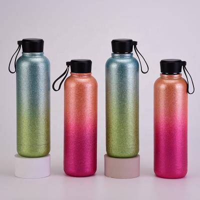 China Sustainable top selling 2022 new design custom insulated double wall stainless steel sports blingbling eco friendly vacuum bottles with lid for sale