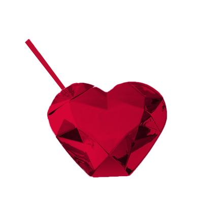 China Hot Sales Heart Shape Valentine's Day Gift Heart Shape Tumbler With Straw And Lid Suit For Single Wall Plastic Party for sale