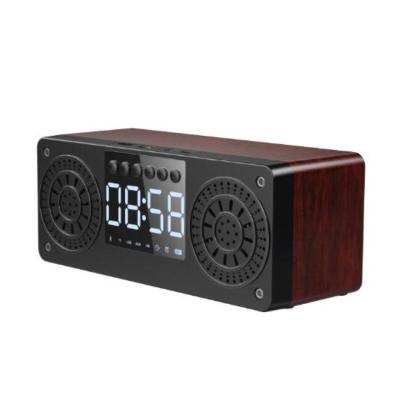 China 2021 NEW LED Portable Wooden Radio Alarm Clock Wireless Bluetooths Portable Speaker for sale