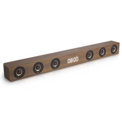 China Newest Wireless Remote Control Wooden Subwoofer Home Sound Bar Bluetooths Speaker With LED Alarm Clock for sale