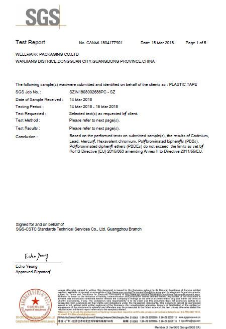 SGS TEST REPORT - WELLMARK PACKAGING CO.,LTD.