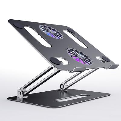 China Two Fans (Height) Multi Angle Adjustable Cooling Laptop Stand Ergonomic Portable Foldable Aluminum Stand for sale