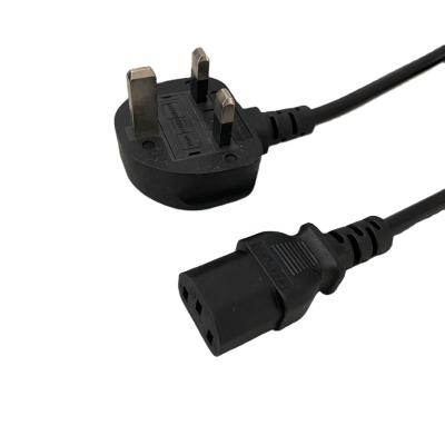 China Home Appliance Professional Made 3 Pin UK Plug AC Power Cord IEC C13 UK Standard Power Cord Industrial Connector for sale