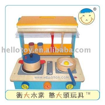 China Wooden kitchen cooker with DIY wooden toys for sale