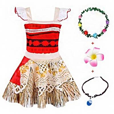 China Polyester Summer Girl Princess Dress Three-Piece Moana Kids Princess Dresses For Halloween for sale