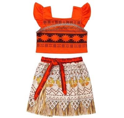 China Breathable Made In China Top Quality High End Boutique Fashion Kids Clothing Orange Princess Moana Dress for sale