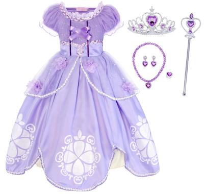 China Wholesale Spandex Hanyiyu Children Sofia Princess Cosplay Dresses Children Clothes Girl Dress+5 Accessories for sale