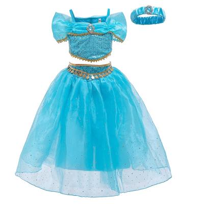 China Hot Selling Aladdin Princess Girl Princess Jasmine Three-Piece Costume Polyester/Cotton Girl Set Girl's Clothes for sale