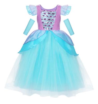 China POLYESTER New Design MESH Girl Little Mermaid Ariel Sleeveless Princess Dress Girl Dress For Birthday Dress for sale