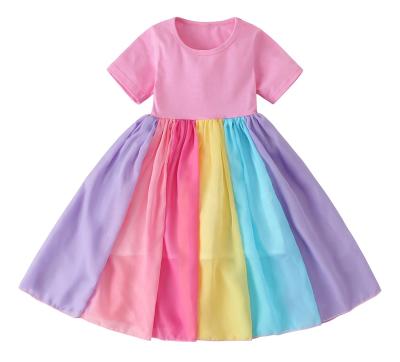 China Wholesale Breathable New Cotton Rainbow Girl's Hanyiyu Dress Children's Short Sleeve Costume For Amazon for sale